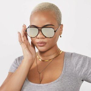 *SOLD* QUAY High Key Mini Black / Soft Gold Mirror UNISEX Sunglasses